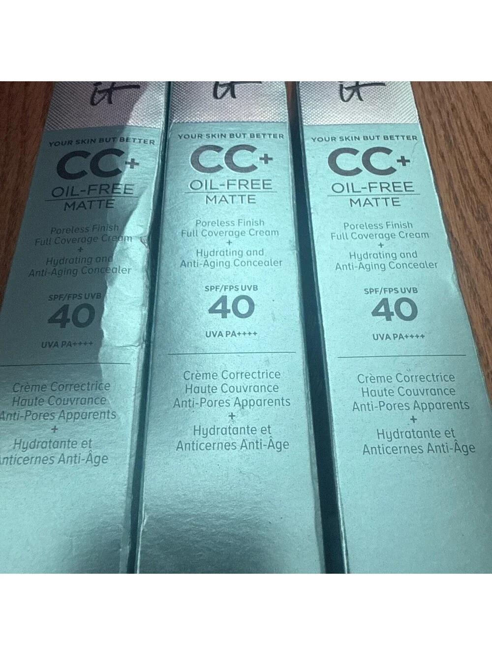 Bundle Of 3 It Cosmetics CC Oil-Free Matte SPF 40 Full Coverage cream Tan